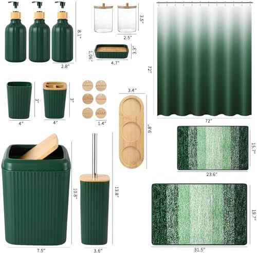 32PCS Dark Green Bathroom Accessories Set for Modern Home