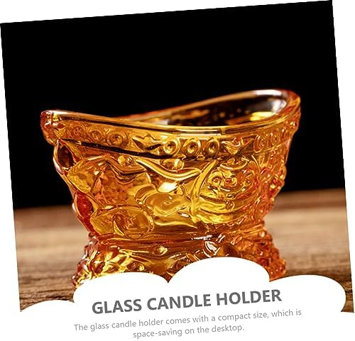DECO-PROFESSIONAL 7-Ounce ingot-shaped glass candle holder
