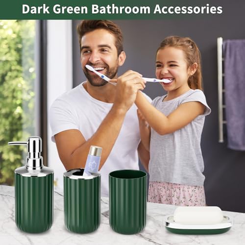 XLHOMO 24-Piece Dark Green Bathroom Accessory Set with Shower Curtain Rugs