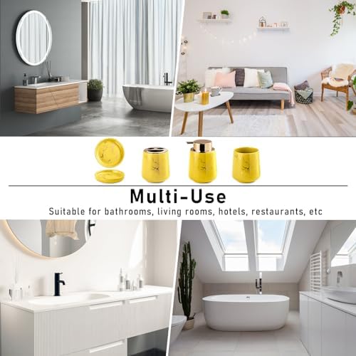 YYW Ceramic Bathroom Accessory Set Four Piece Yellow