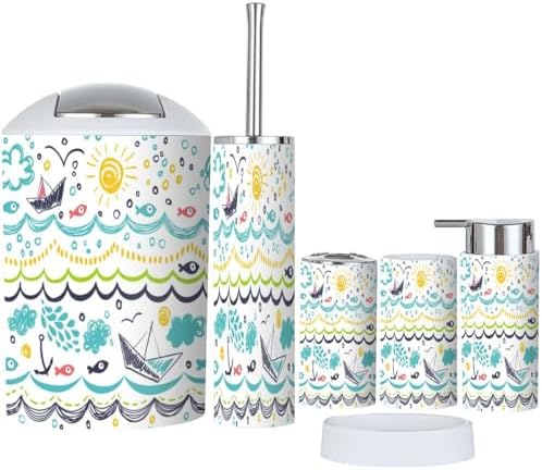 Bathroom Accessories Set 6 Pcs Modern Decor