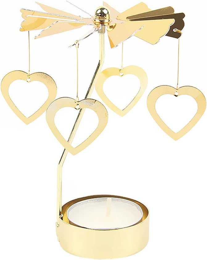Eforcase Metal Gold Rotating Candle Holder