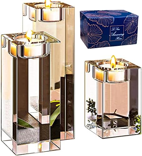 Stylish Crystal Candle Holders Set for Your Home or Wedding