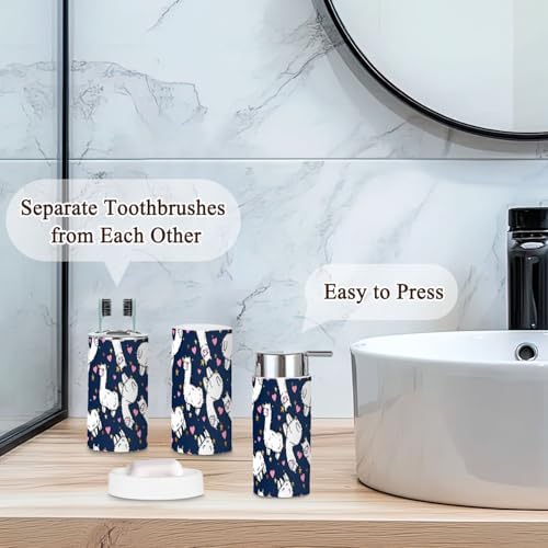 Bathroom Accessories Set 6 Pcs Durable Cute Alpacas Decor