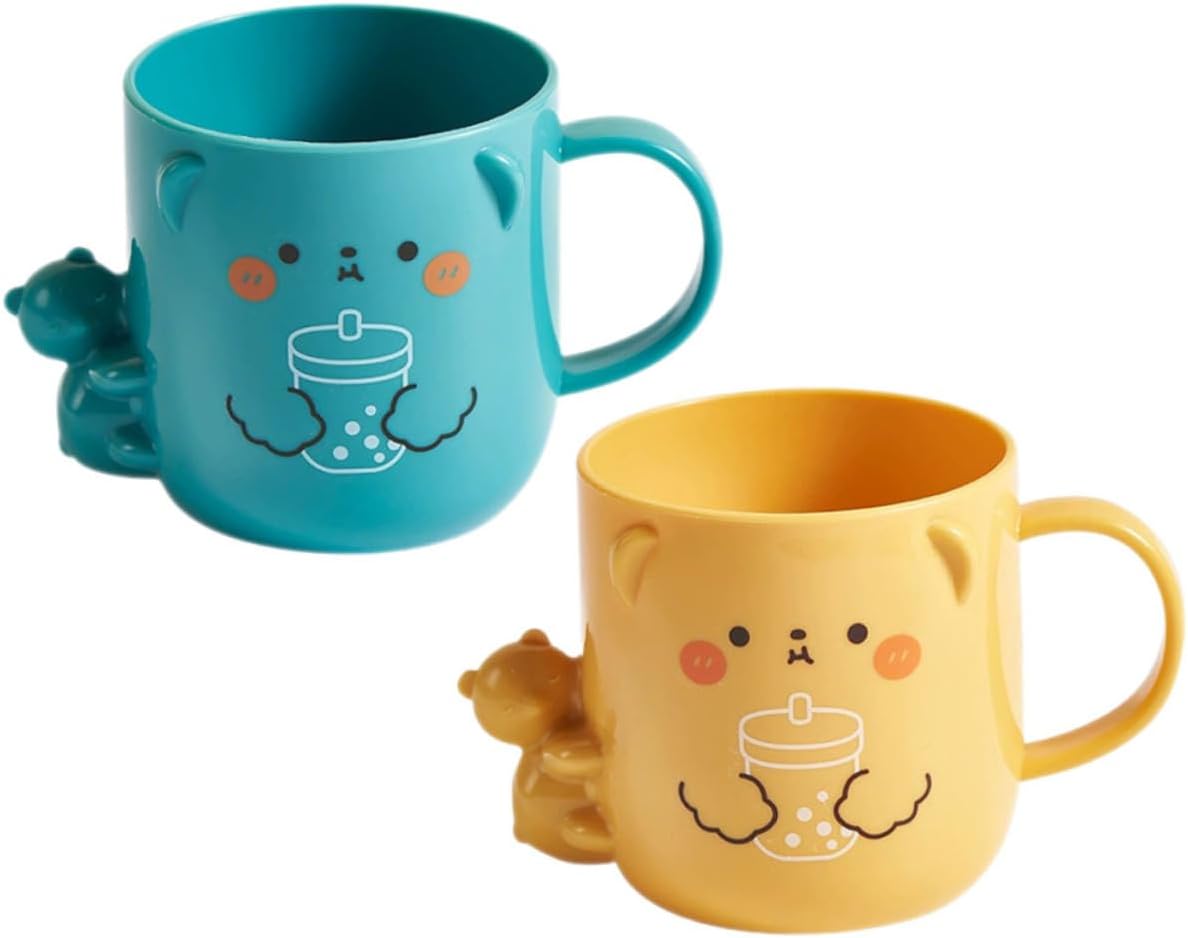 PRETYZOOM 2Pcs Cartoon Mouthwash Cup Cute Plastic Toothbrush Holder for Kids
