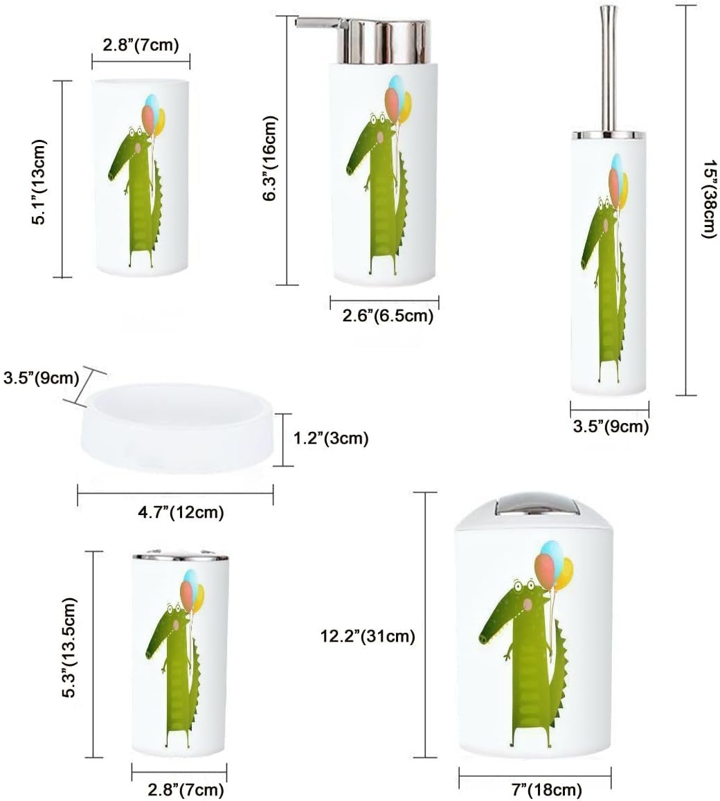 Bathroom Accessories Set 6 Pcs Crocodile Balloons Decor 1