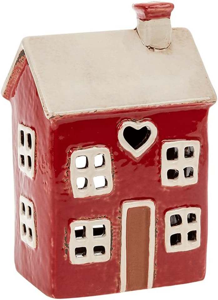 Heart House Red Tealight Ceramic Holder