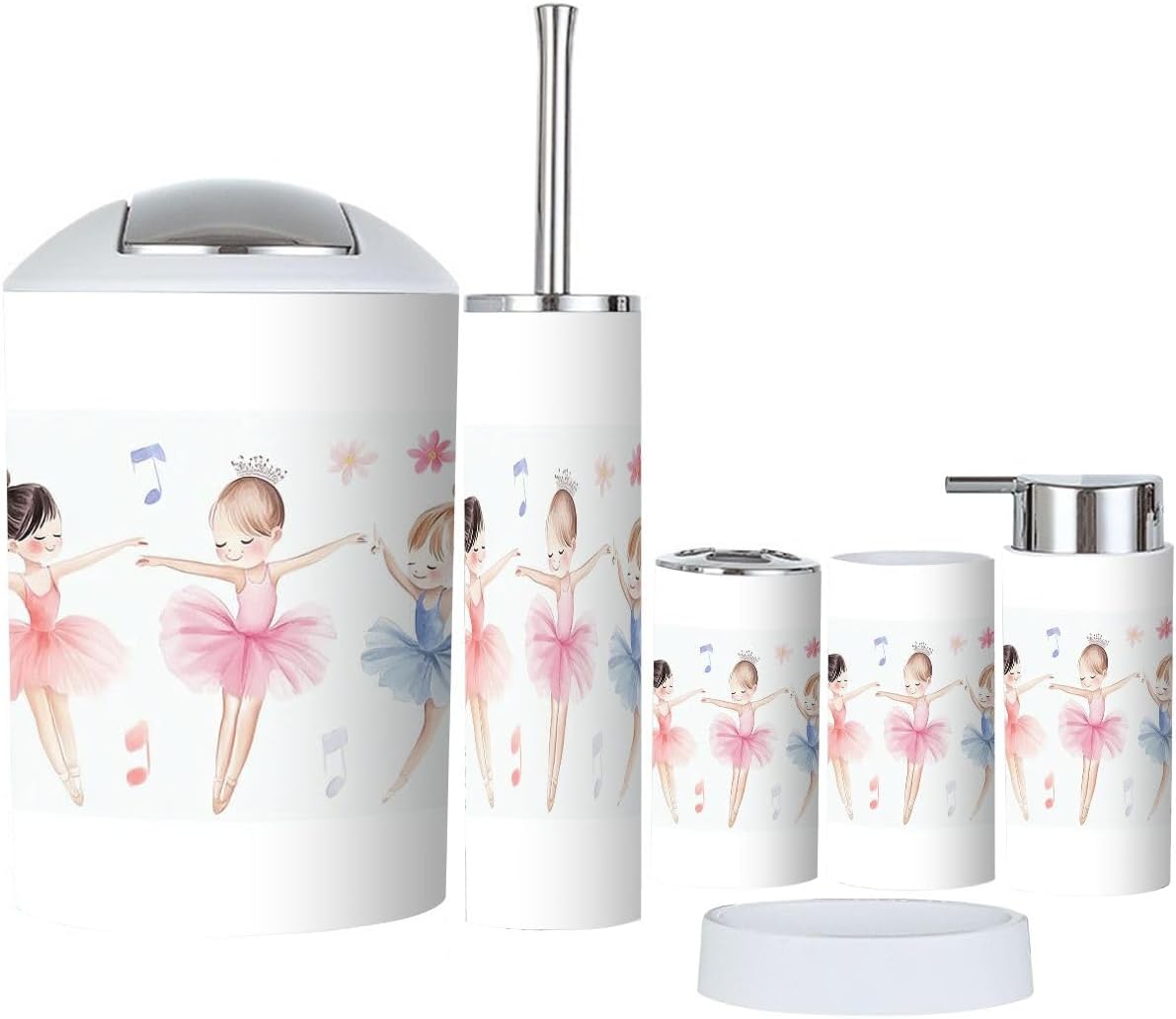 6-Piece Bathroom Set Cute Girl Design