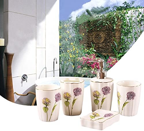 Tauzveok 5 Piece Bathroom Accessory Set Purple