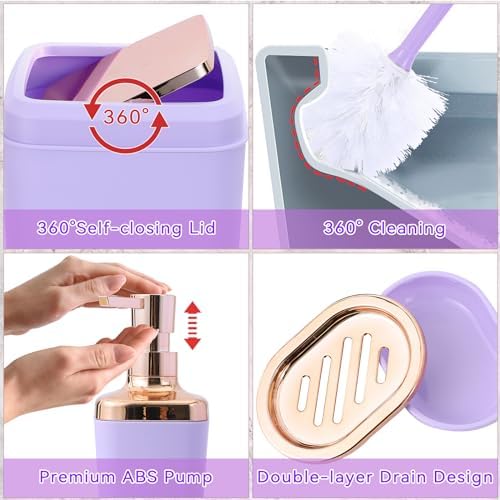 Complete Bathroom Accessories Collection Purple Bath Set with Essential Pieces