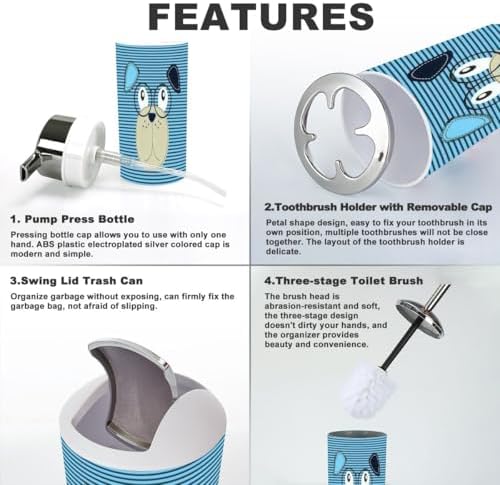 Cute Dog Head Bathroom Accessories Set for Kids