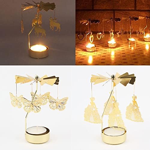Eforcase Metal Gold Rotating Candle Holder