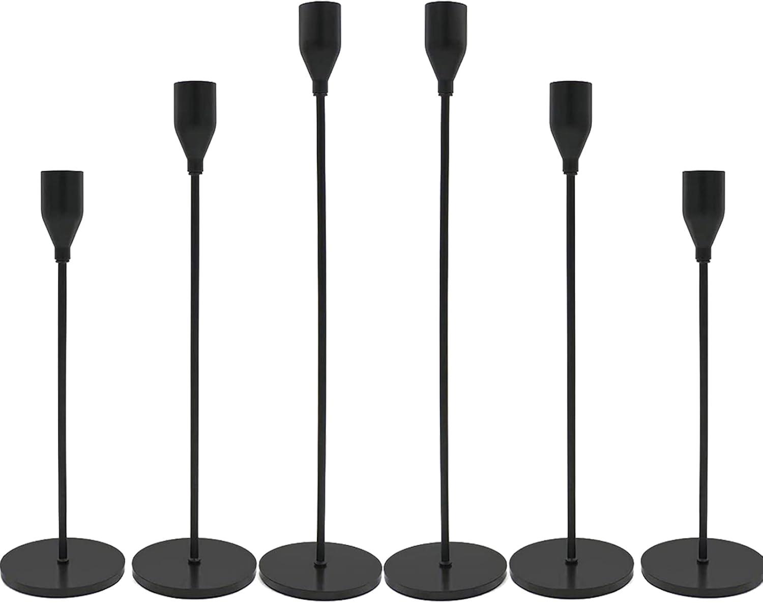 Matte Black Candlestick Holders Set of 6 for Wedding Party Use