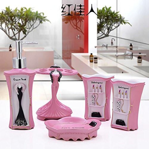 Luxeux 5-Piece Bathroom Accessories Set Pink