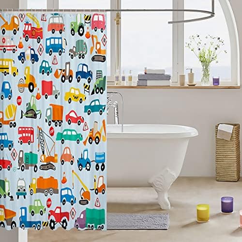 Cartoon Car Bathroom Waterproof Accessories with 12 Hooks for Kids