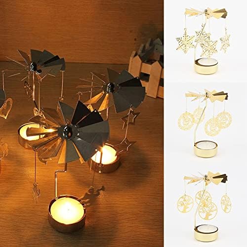 Eforcase Metal Gold Rotating Candle Holder