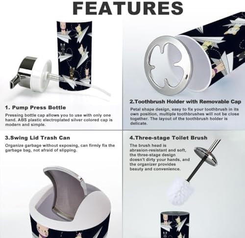 Cartoon Airplane 6-Piece Compact Bathroom Set