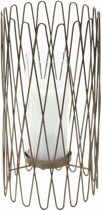 Melrose Iron and Glass Candle Holder with Gold Finish