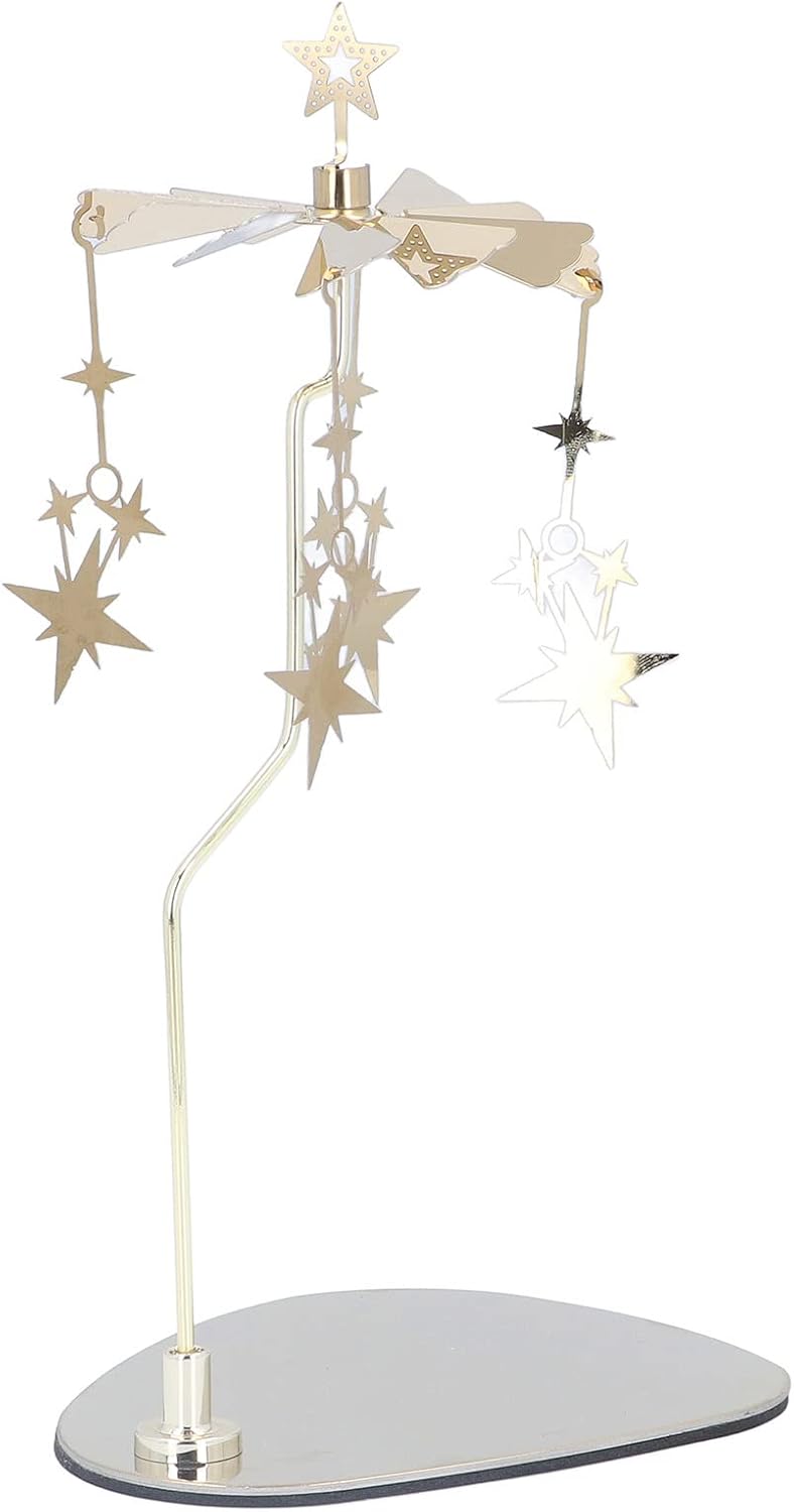 Stainless Steel Rotating Candle Holder Gold Star Design Home Decoration