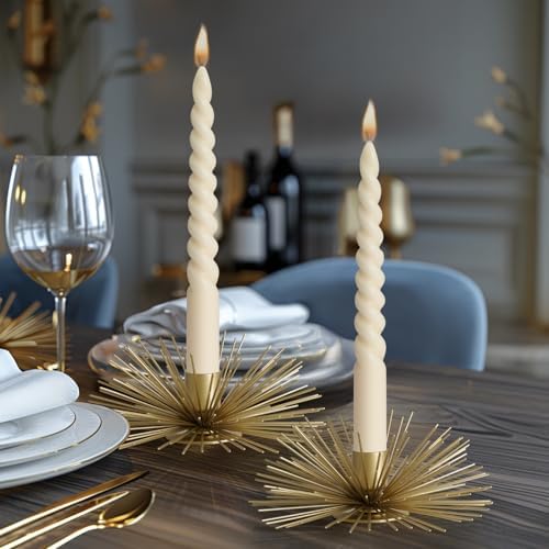 Vibing Gold Metal Starburst Candle Stick Holders Set