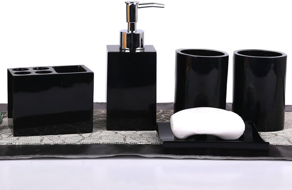 Modern Design Resin 5-Piece Bathroom Accessory Set