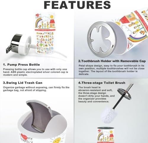 Bathroom Accessories Set 6 Pcs - Home Sweet Home Child