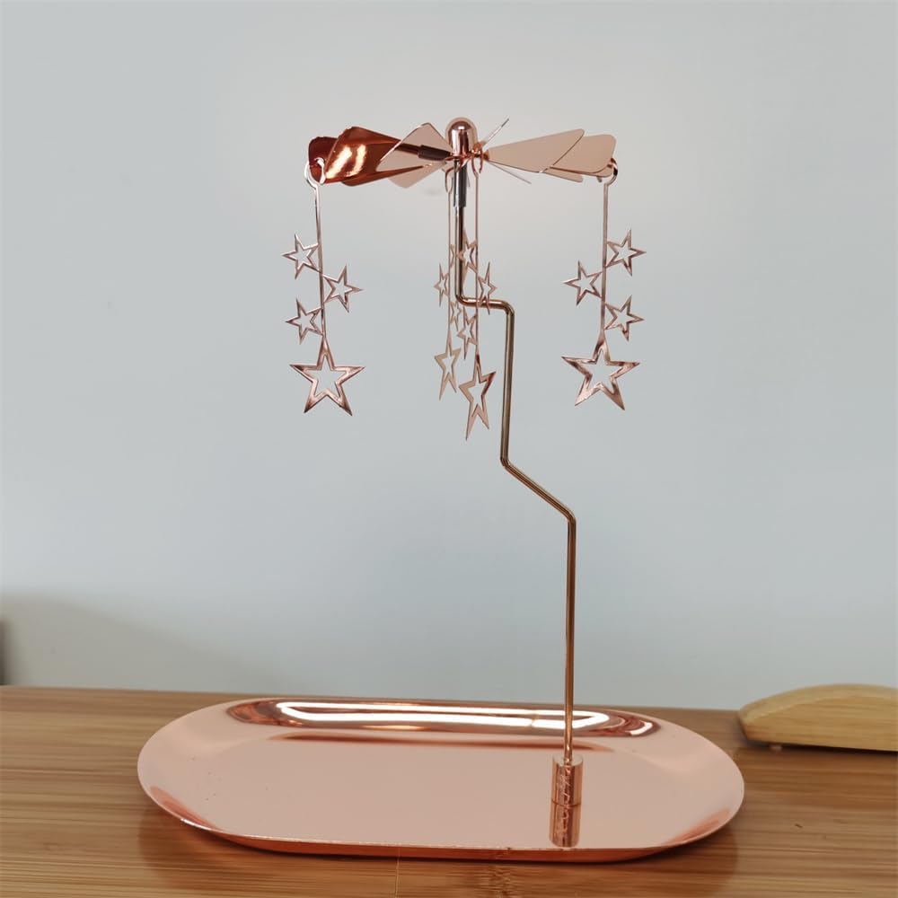 Rotary Candle Holder with Rosegold Star Tray