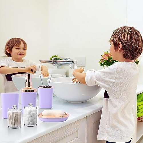 Complete Bathroom Accessories Collection Purple Bath Set with Essential Pieces