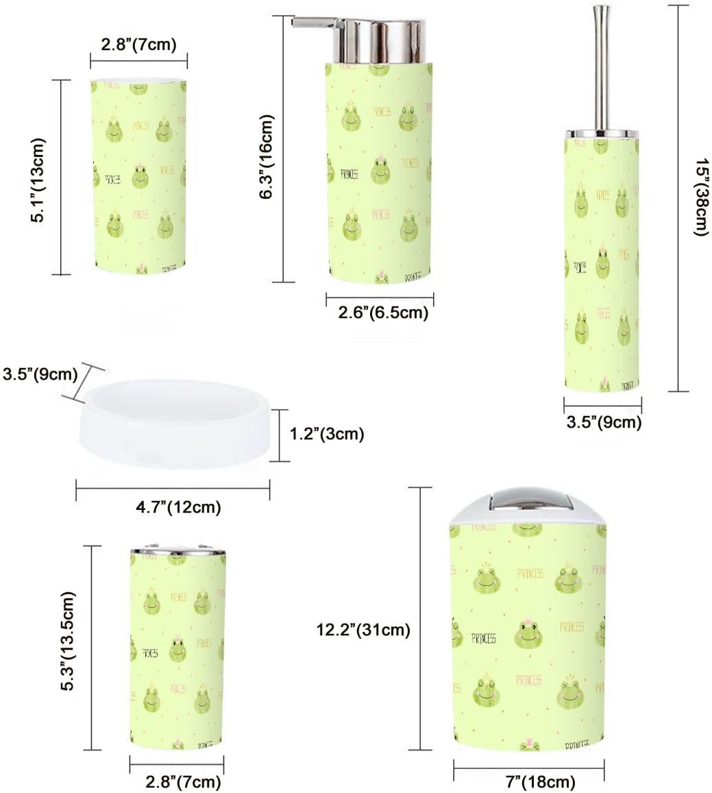 Bathroom Accessories Set 6 Pcs Princess Frogs Toothbrush Holder Soap Dispenser Set