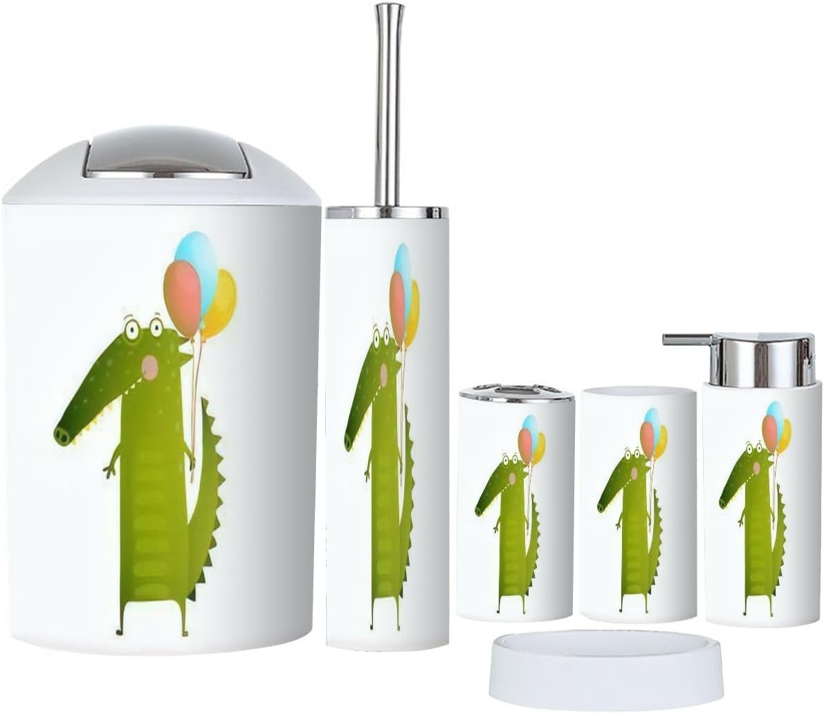 Bathroom Accessories Set 6 Pcs Crocodile Balloons Decor 1