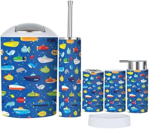 Bath Time Boys Waterproof submarine toys - boys bathroom accessories set of 6