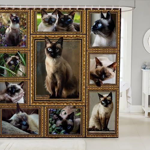 Feelyou Siamese Kitten Shower Curtain Set
