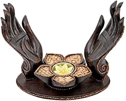 AeraVida Handcarved Open-Handed Candle Jewelry Holder