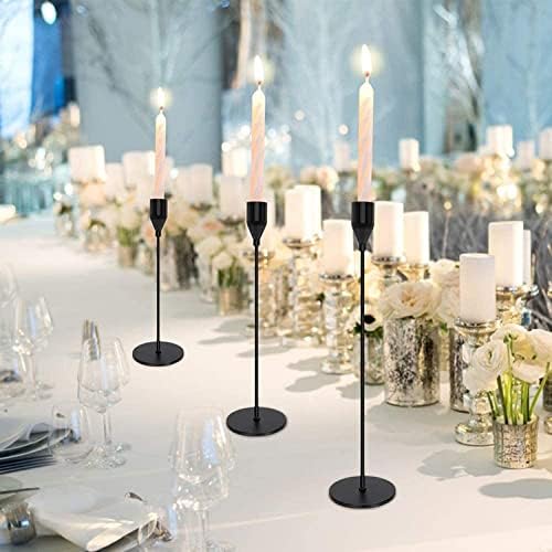 Matte Black Candlestick Holders Set of 6 for Wedding Party Use