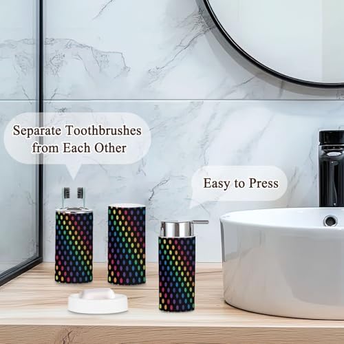 Stylish Rainbow Polka Dot Bathroom Collection 6-Piece Set