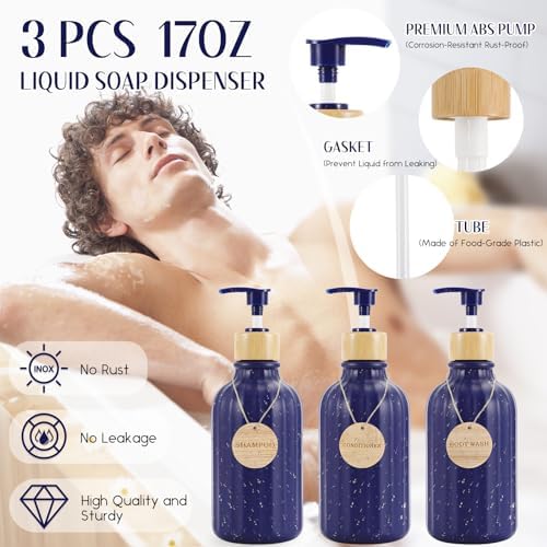 XLHOMO Navy Blue Bathroom Accessories Set 17PCS for Home Use