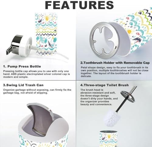 Bathroom Accessories Set 6 Pcs Modern Decor