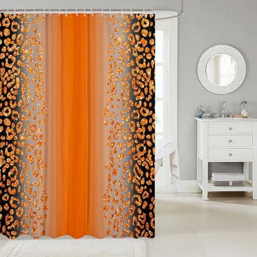 Jeffeloiu 72x72 Glitter Leopard Print Shower Curtain for Kids