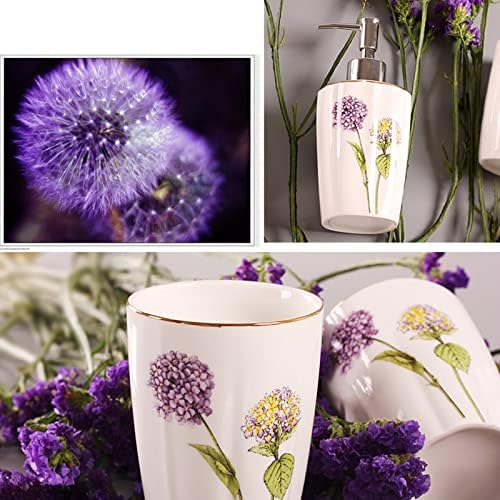 Tauzveok 5 Piece Bathroom Accessory Set Purple