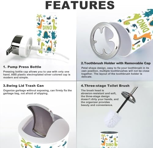 Dinosaur-themed 6-Piece Bathroom Accessory Set for Kids