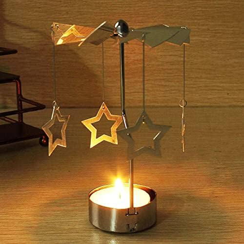 Eforcase Metal Gold Rotating Candle Holder