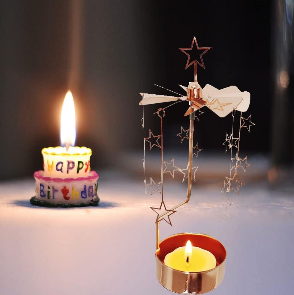 Stylish Stainless Steel Metal Tea Light Holder with Spinning Design