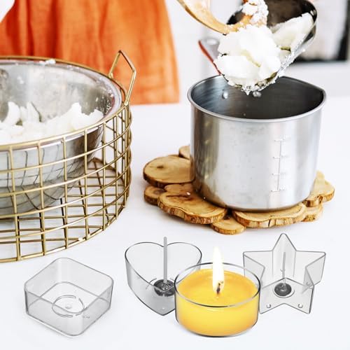 40pcs Plastic Clear Tealight Candle Cup Holders with 100 Wick