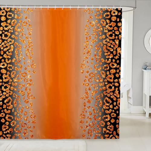 Jeffeloiu 72x72 Glitter Leopard Print Shower Curtain for Kids