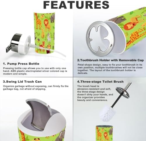Bathroom Set Collection - 6-Piece Cartoon Animal Decorations