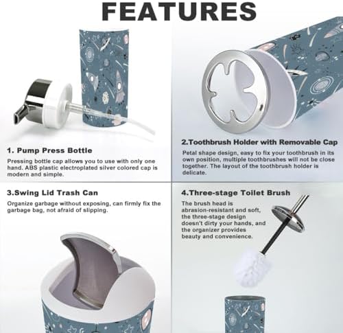 6-Piece Bathroom Accessory Set with Space Theme