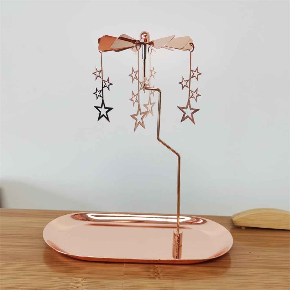 Rotary Candle Holder with Rosegold Star Tray