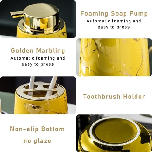YYW Ceramic Bathroom Accessory Set Four Piece Yellow