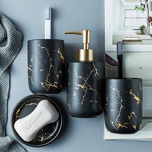 YYW Black Ceramic Bathroom Set - Sturdy and Stylish for Your Vanity