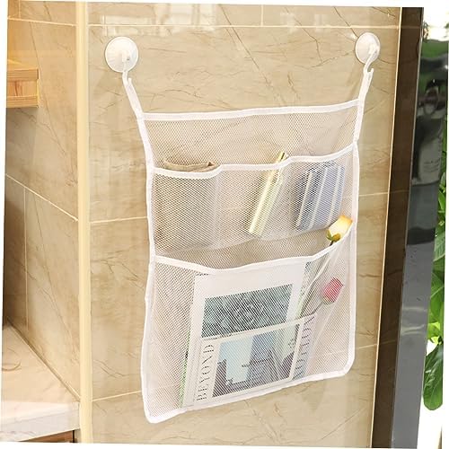 IMIKEYA Multifunctional Mesh Storage Bag with Strong Hooks for Bathroom Organization